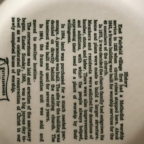 East Fairfield United Methodist Church plate - Picture 2 of 3